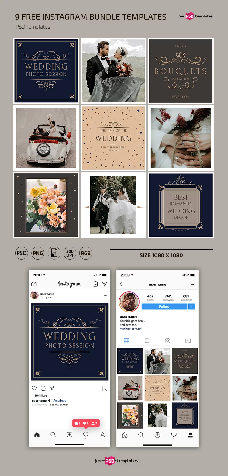 Free Instagram Wedding Banners Template in PSD