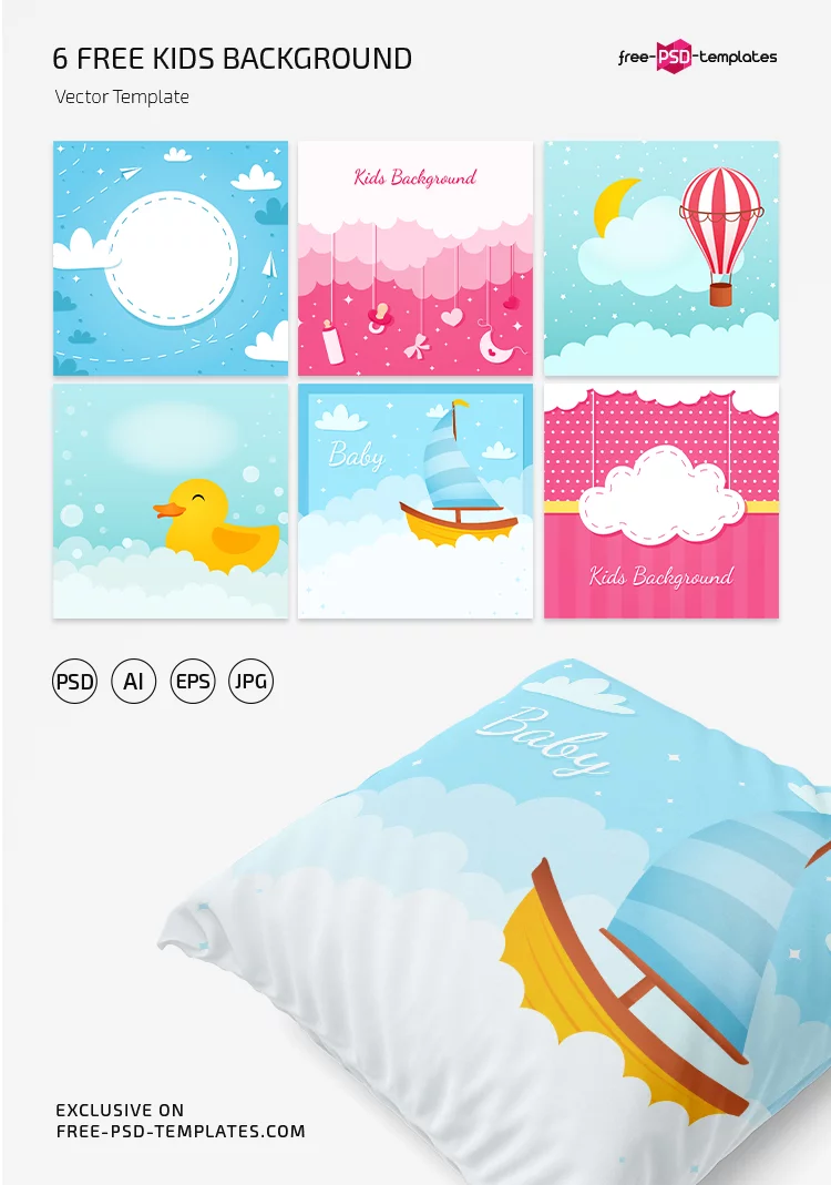 Free Kids Background Vector Set in EPS + PSD