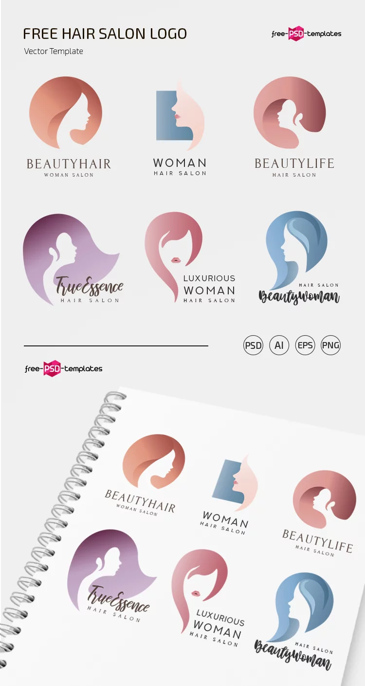 Free Hair Salon Logo Template in PSD, AI, EPS