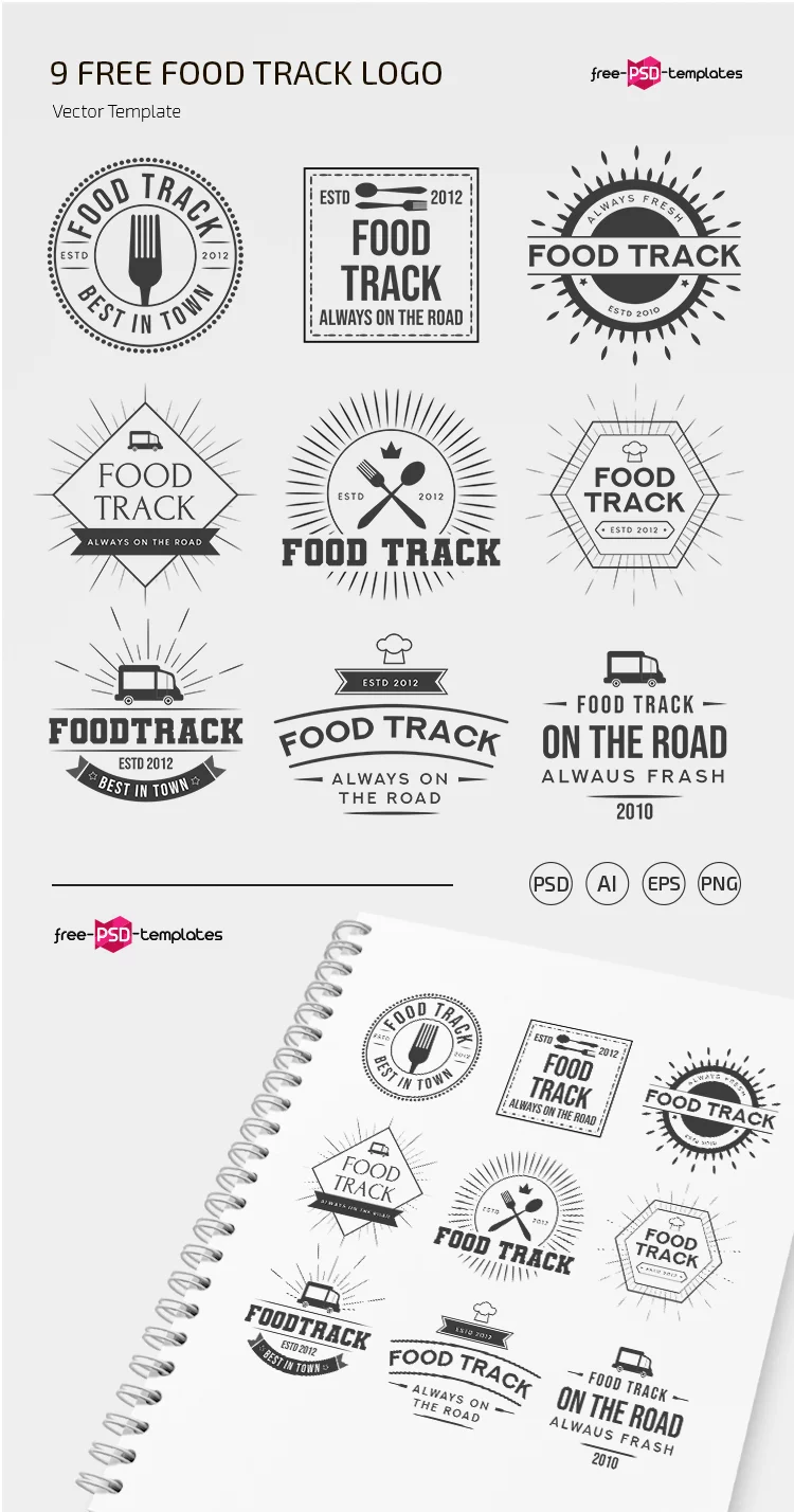 Free Logo Food Track Template in PSD, AI, EPS