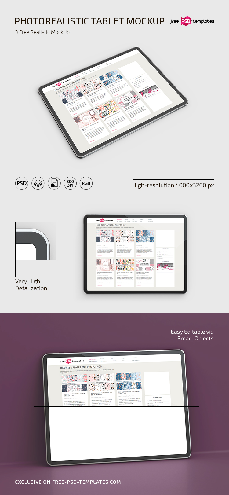 Download Free Psd Photorealistic Tablet Mockup Templates Free Psd Templates