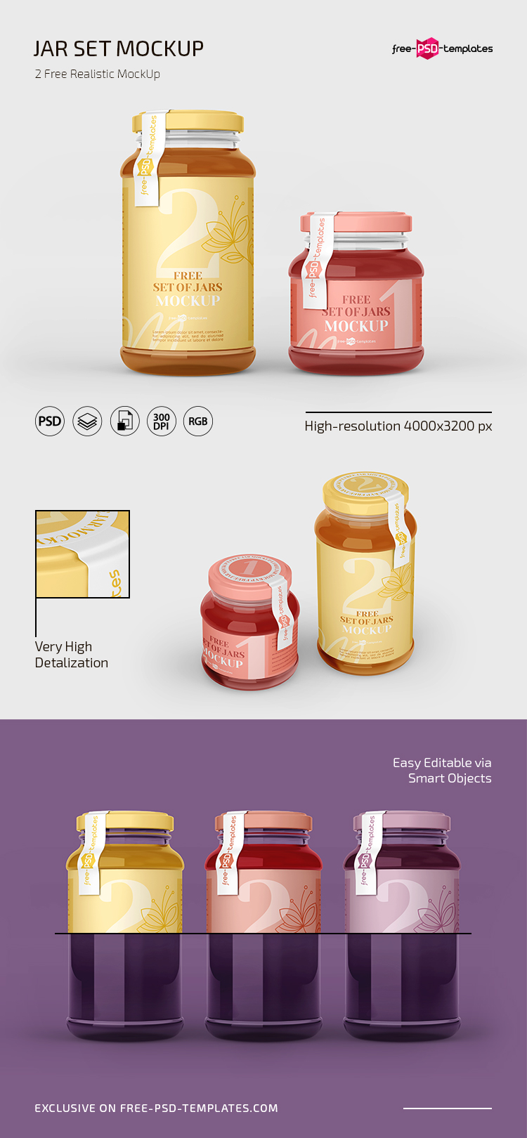 Download Free Jar Set Mockup in PSD | Free PSD Templates