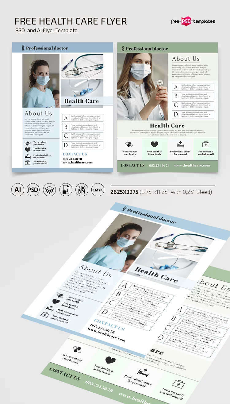 Free Health Care Flyer Template in PSD + AI, EPS