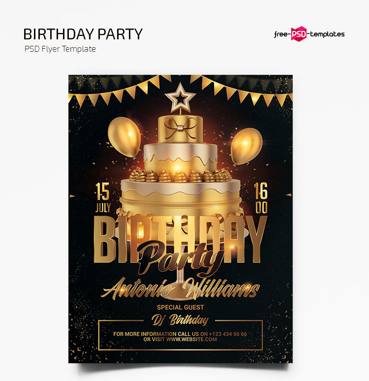 Birthday Flyer Template from free-psd-templates.com