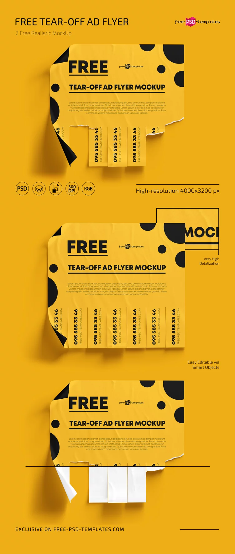 Free Tear-off Ad Mockups in PSD