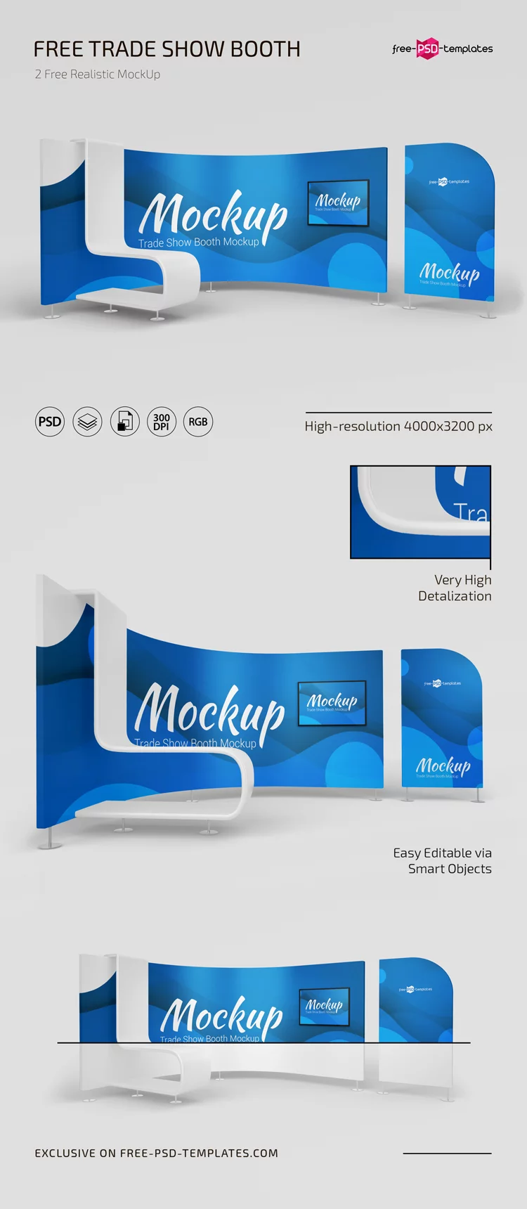 Free Trade Show Booth Mockup in PSD