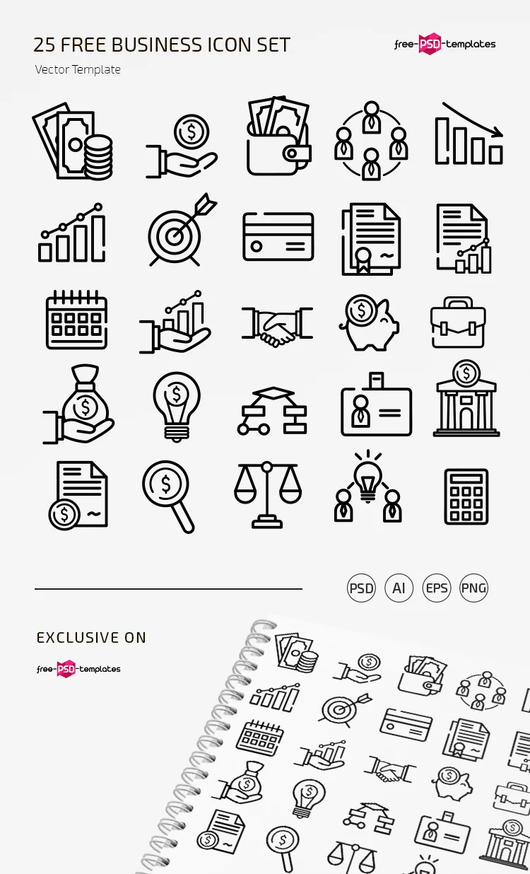 Free Business Icons Set in EPS + PSD