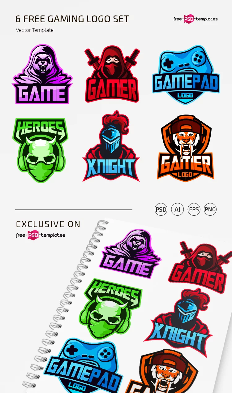 Free Gaming Logos Templates in EPS + PSD