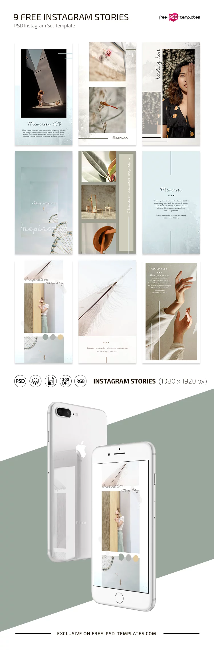 Free Instagram Stories Set Template in PSD