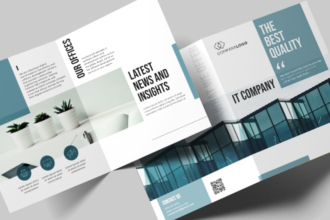 Free IT Company Bi-fold Brochure Template in PSD + AI Free IT Company Bi-fold Brochure Template in PSD + AI