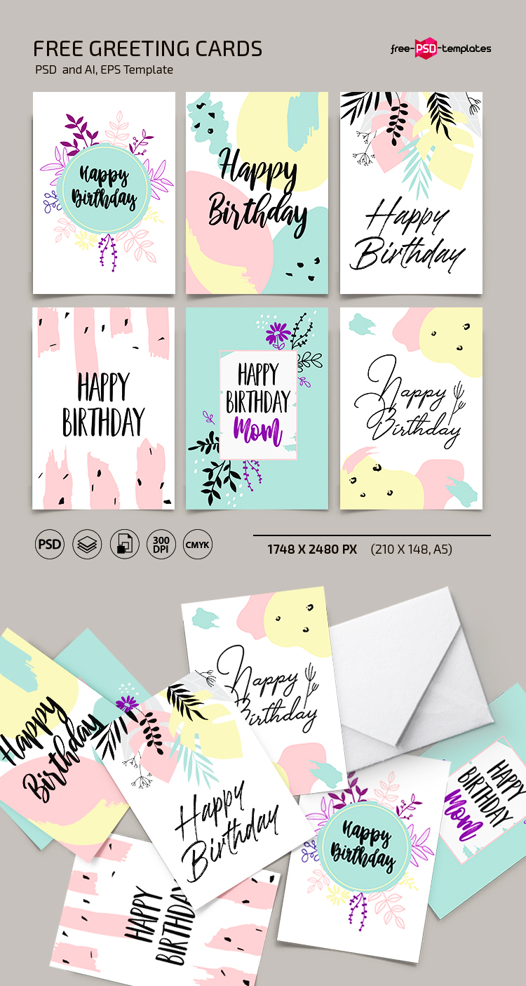 Free Greeting Card Template in PSD + AI, EPS Free PSD Templates