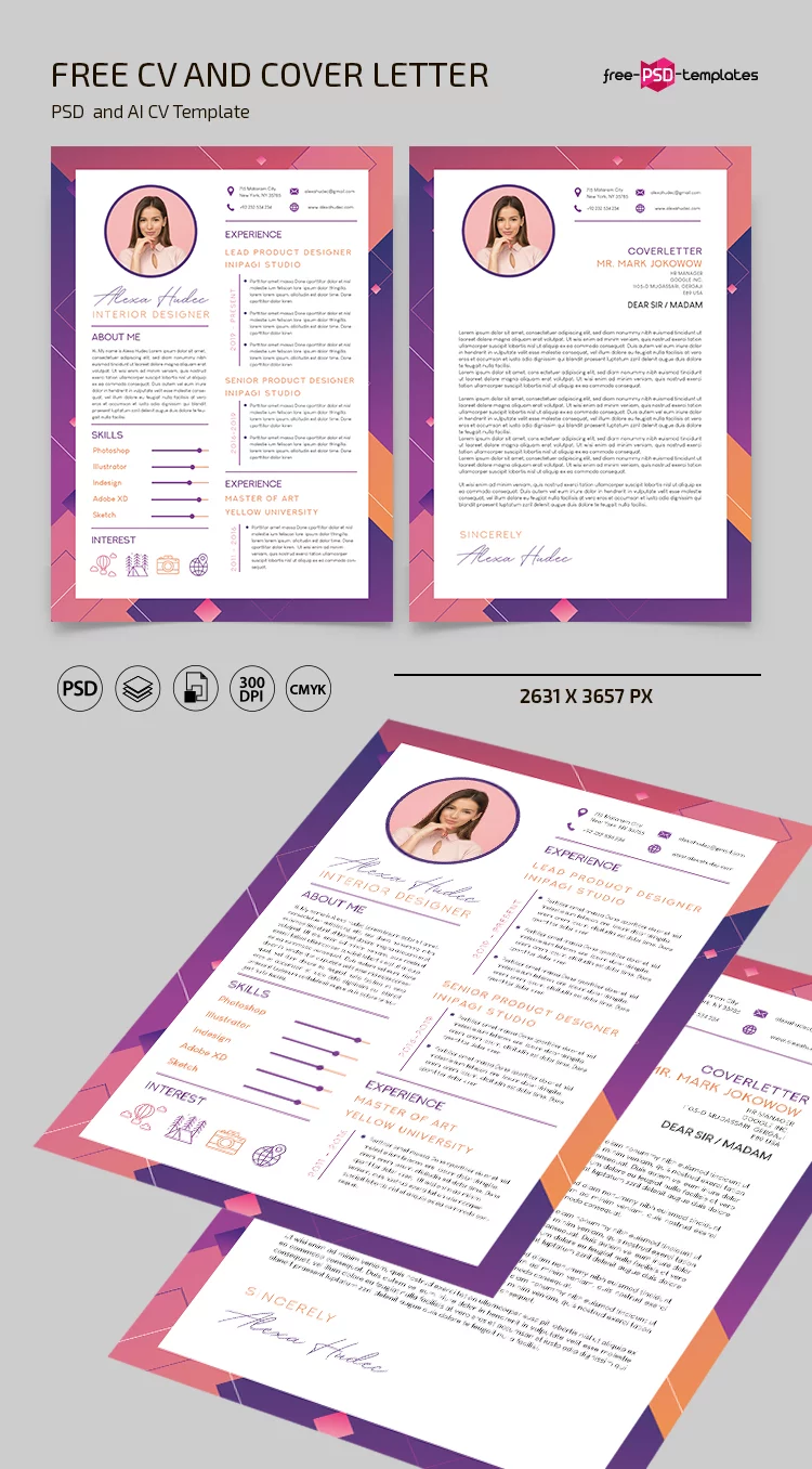 Free CV Resume Template in PSD + AI