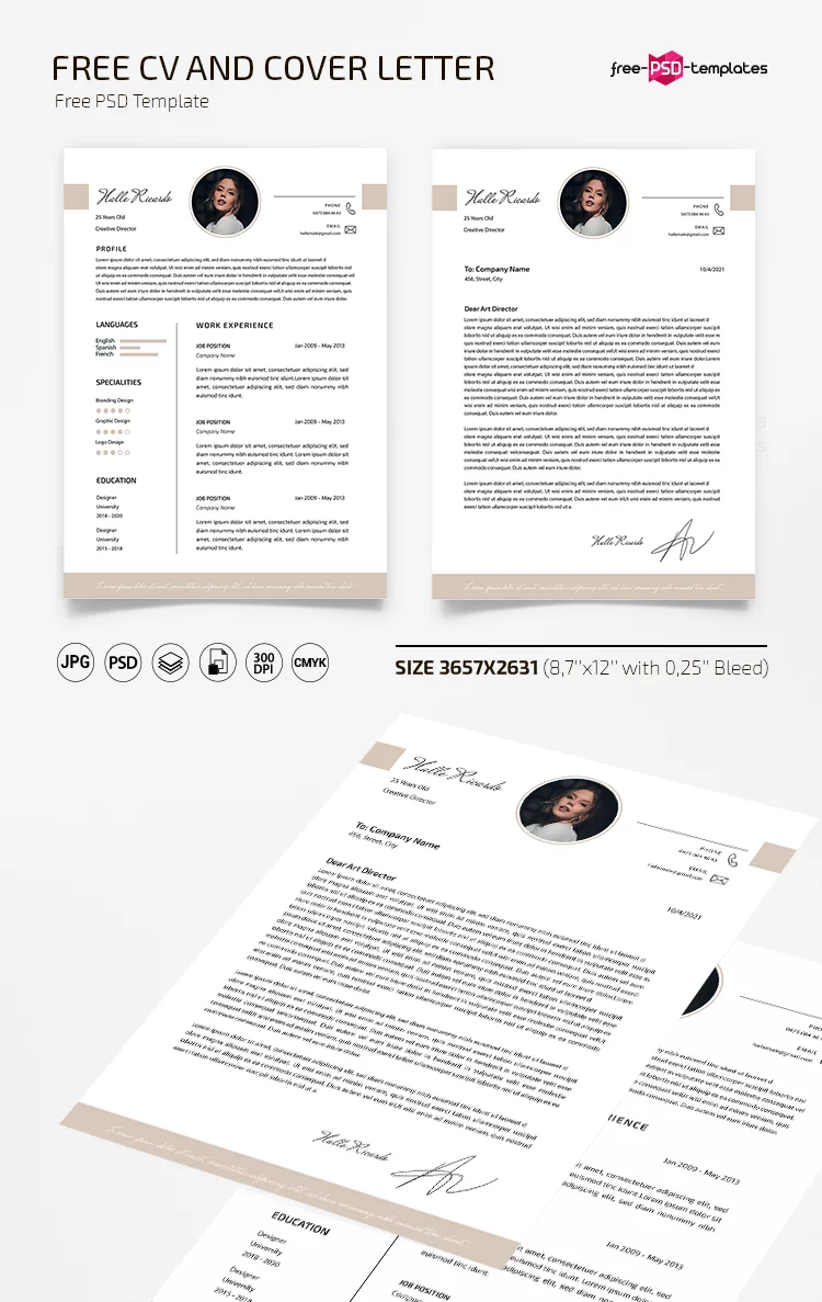 Free CV and Cover Letter Template v4 in PSD