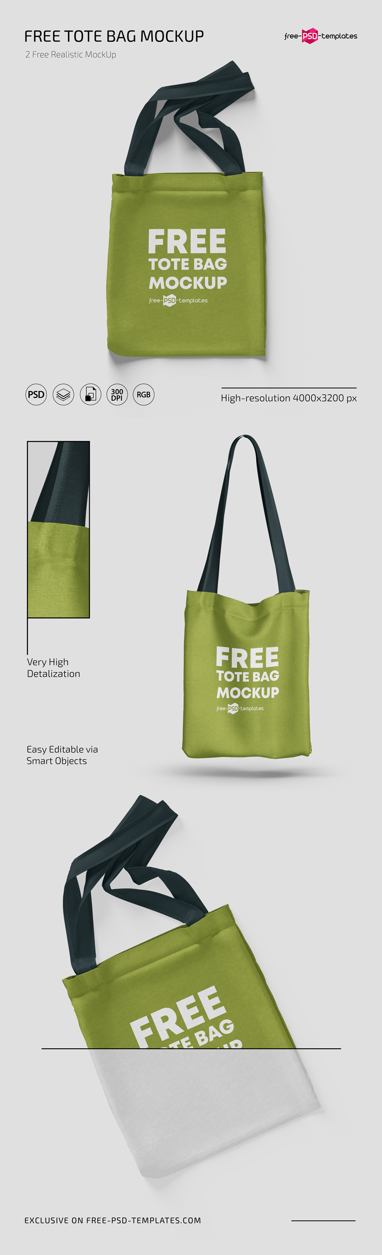 Download Free Tote Bag Mockups in PSD | Free PSD Templates
