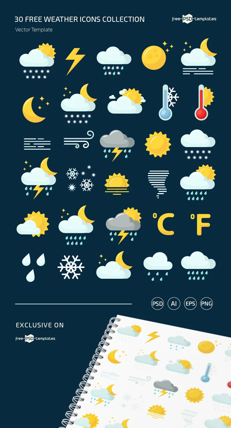 Free Weather Icons Set in EPS + PSD