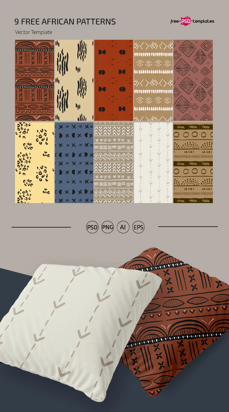 Free African Vector Patterns Set Template in PSD + AI, EPS