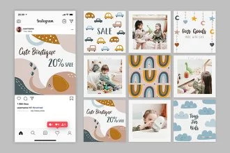 Free Toy Shop Instagram Posts Template in PSD + AI