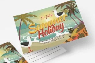 Free Summer Holiday Postcard Templates in PSD + EPS