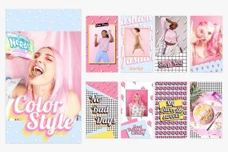 Free Pink Instagram Stories Set Template in PSD