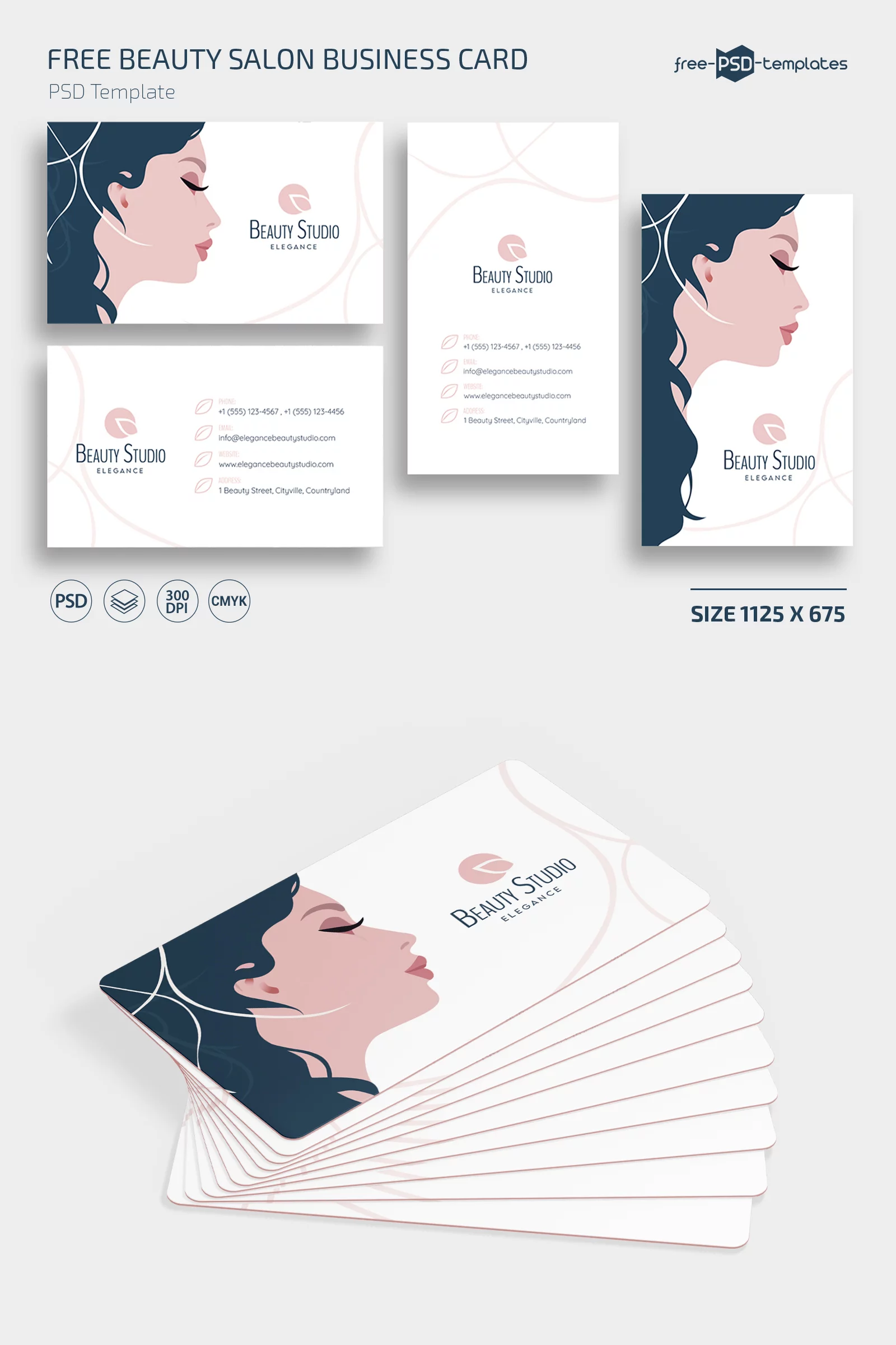 Free Beauty Salon Business Card Template in PSD