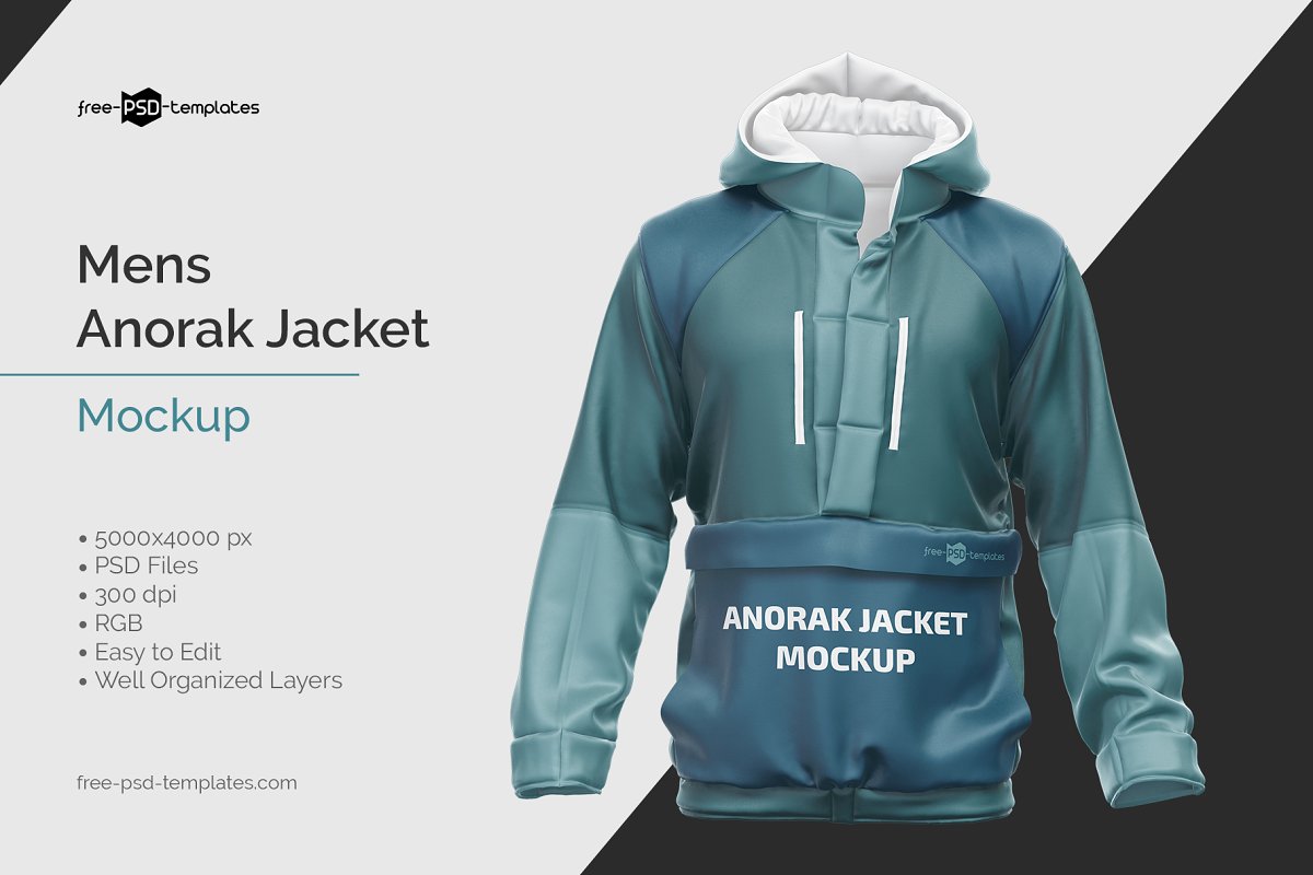 Download Mens Anorak Jacket Mockup Free Psd Templates