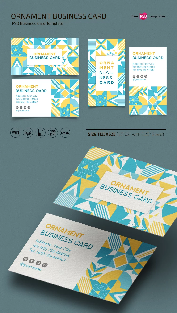 Free Ornament Business card Template in PSD