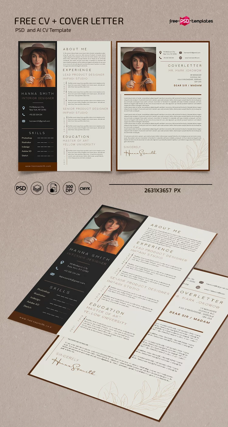 Free CV Resume Template in PSD + AI