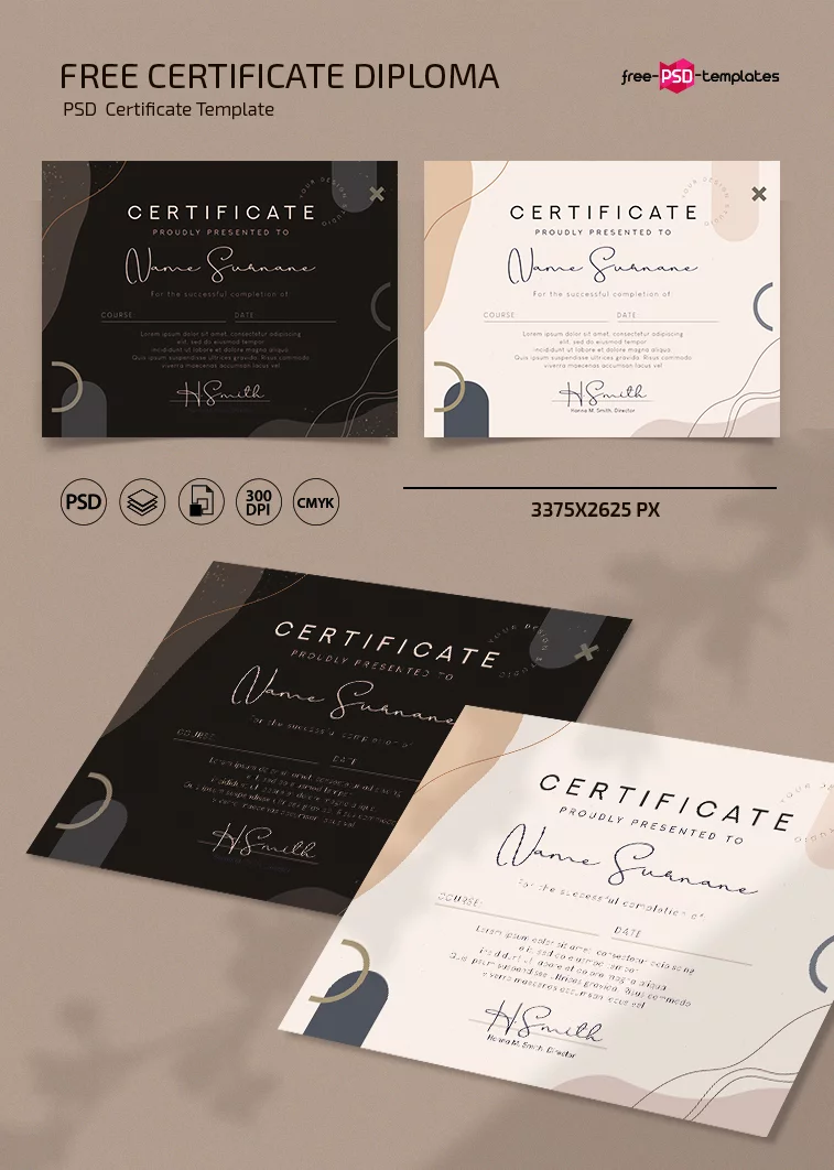 Free Certificate Diploma Template in PSD