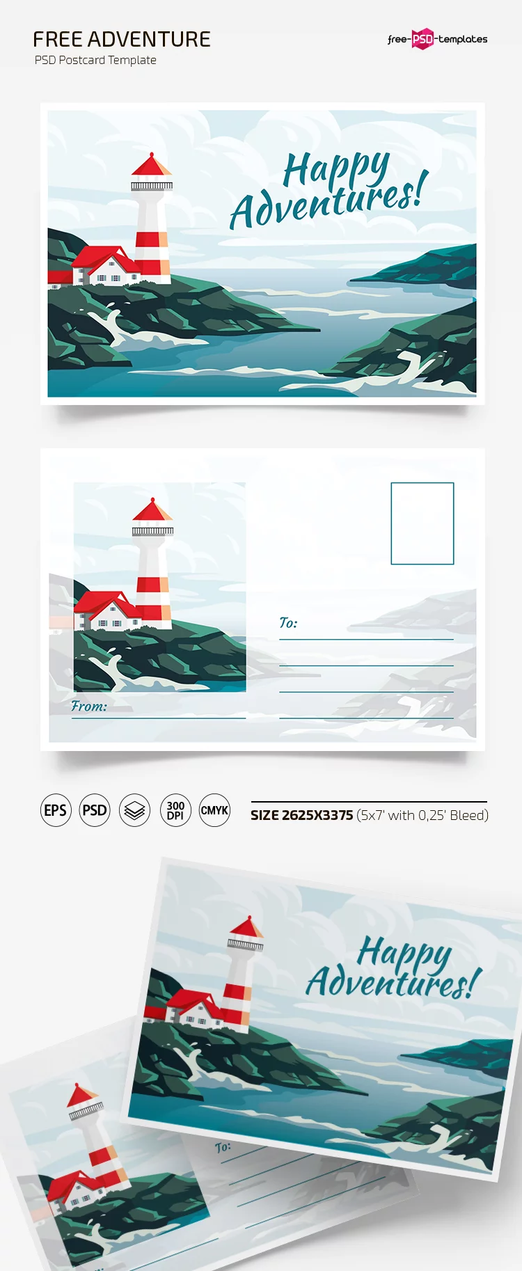 Free Adventures Postcard Templates in PSD + EPS