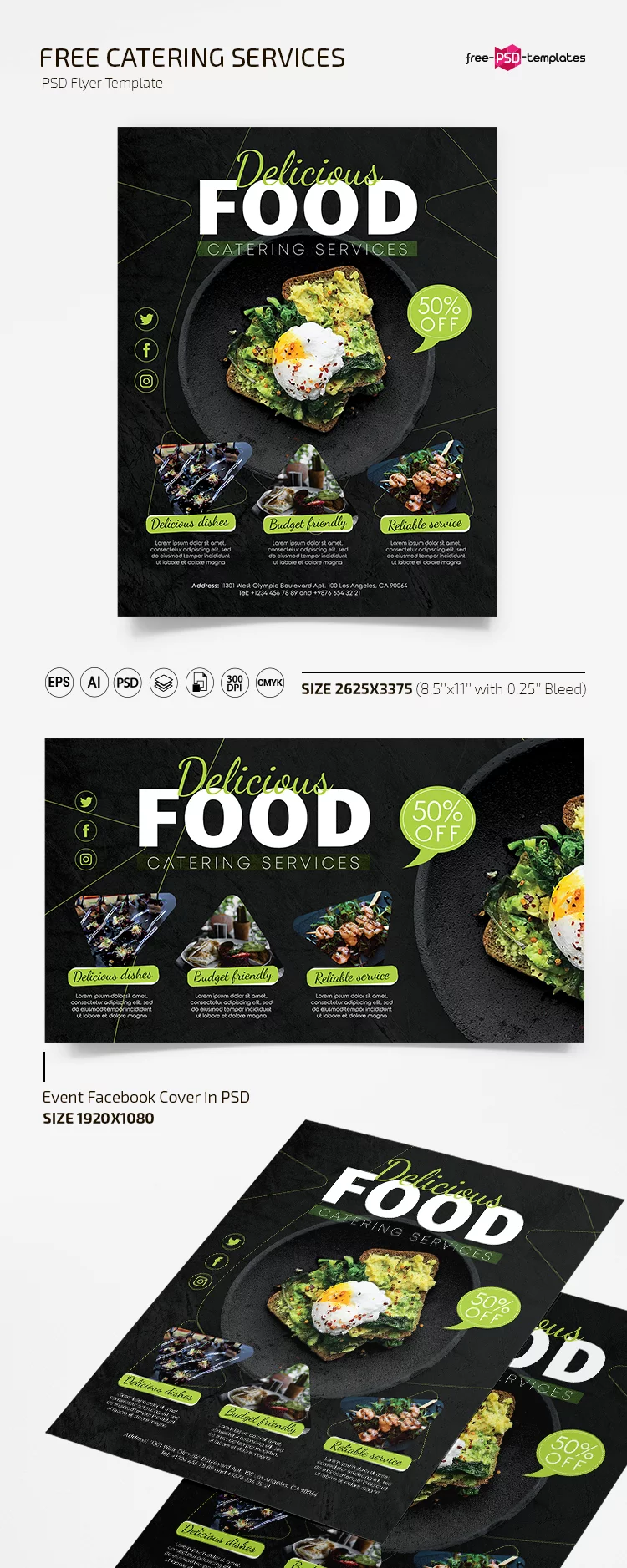 Free Catering Services Flyer Template in PSD + AI