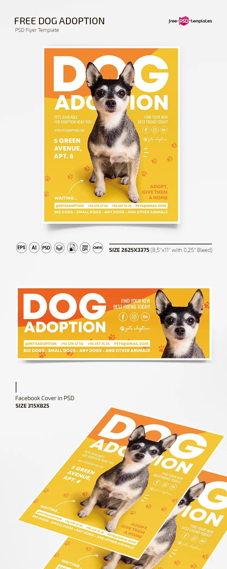 Free Dog Adoption Flyer Template in PSD + AI