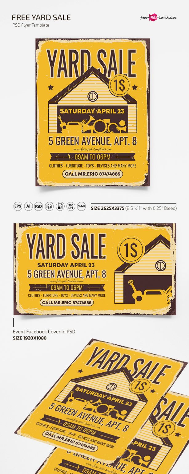 Free Yard Sale Flyer Template in PSD + AI Free PSD Templates