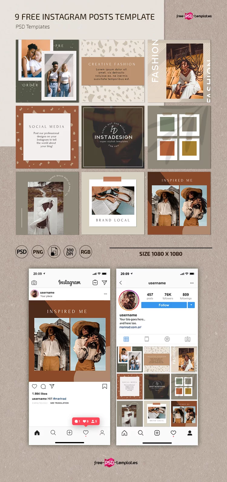 Free Instagram Blog Posts Template in PSD
