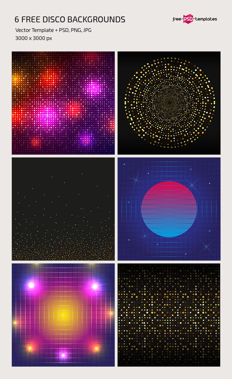 Free Disco Background Template  in AI + PSD
