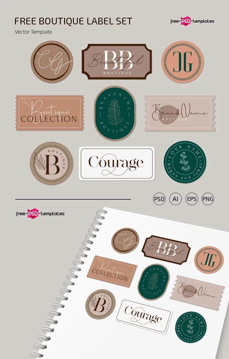 Free Bages and Label Set Template in PSD, AI, EPS