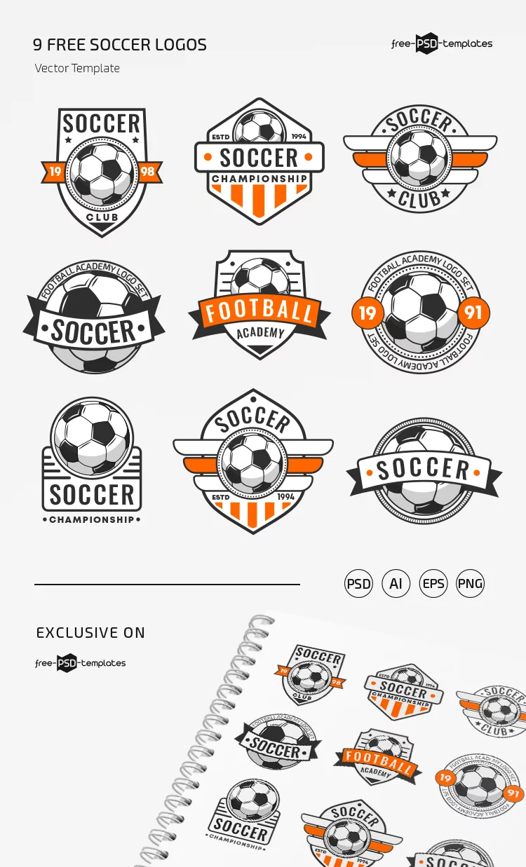 Free Soccer Logos Templates in EPS + PSD