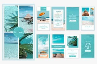 Free Vacation Instagram Stories Set Template in PSD