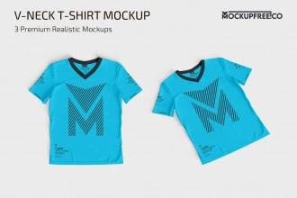 T-Shirts with V-Neck MockUp Set
