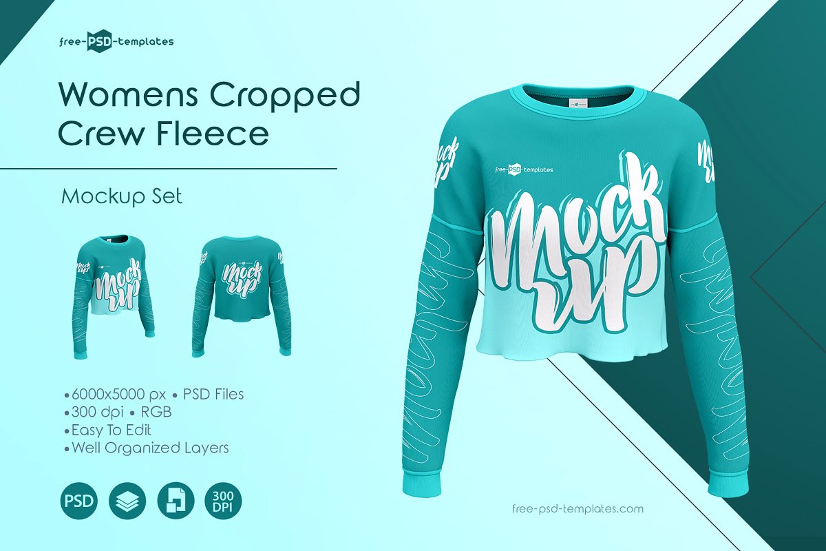 Download Women's Cropped Crew Fleece Mockup in PSD | Free PSD Templates