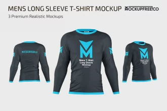Men’s Long Sleeve T-Shirts MockUp Set