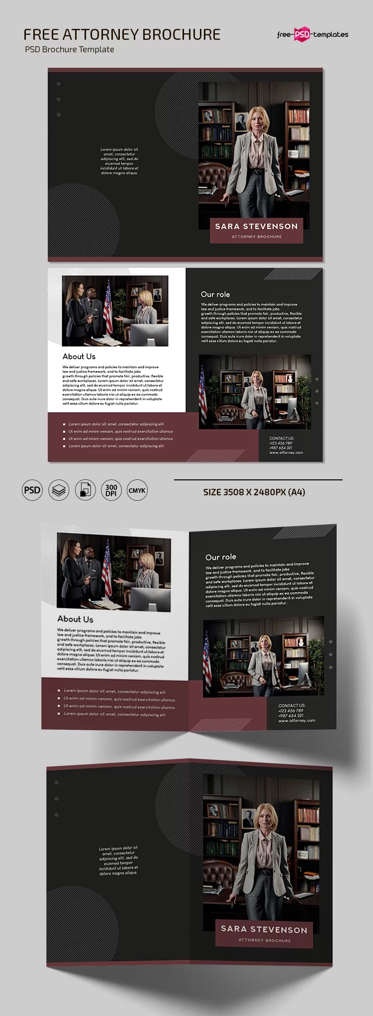 Free Attorney Brochure Template in PSD