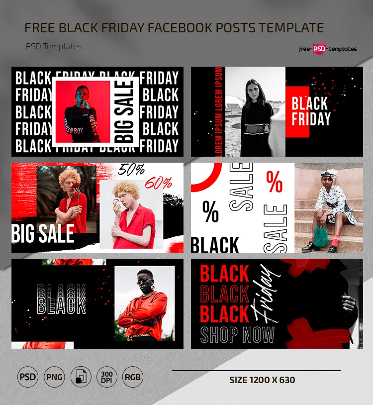 Free Black Friday Facebook Posts Template in PSD