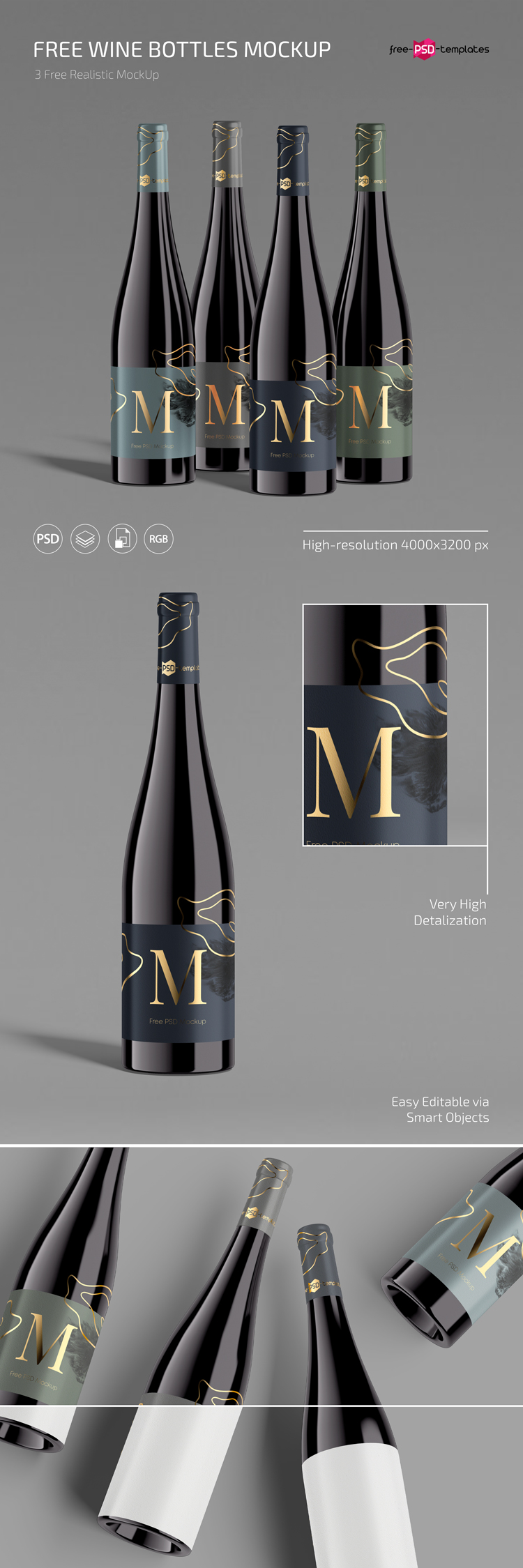 Download Free Wine Bottle Mockup Set In Psd Free Psd Templates
