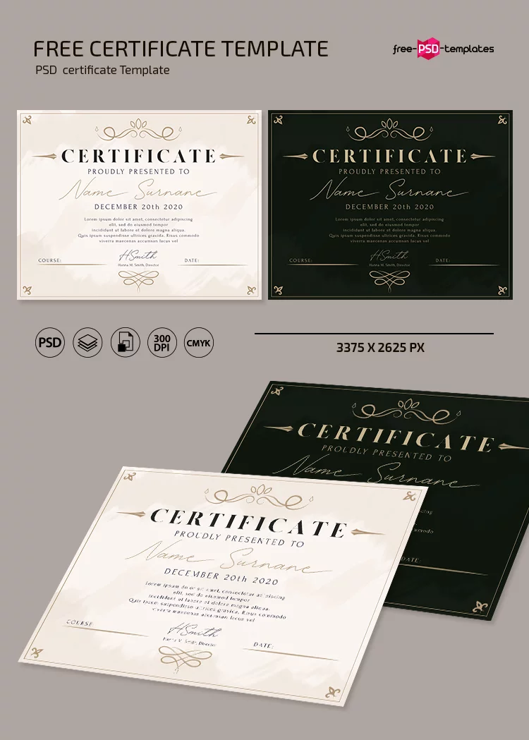 certificate template psd free download