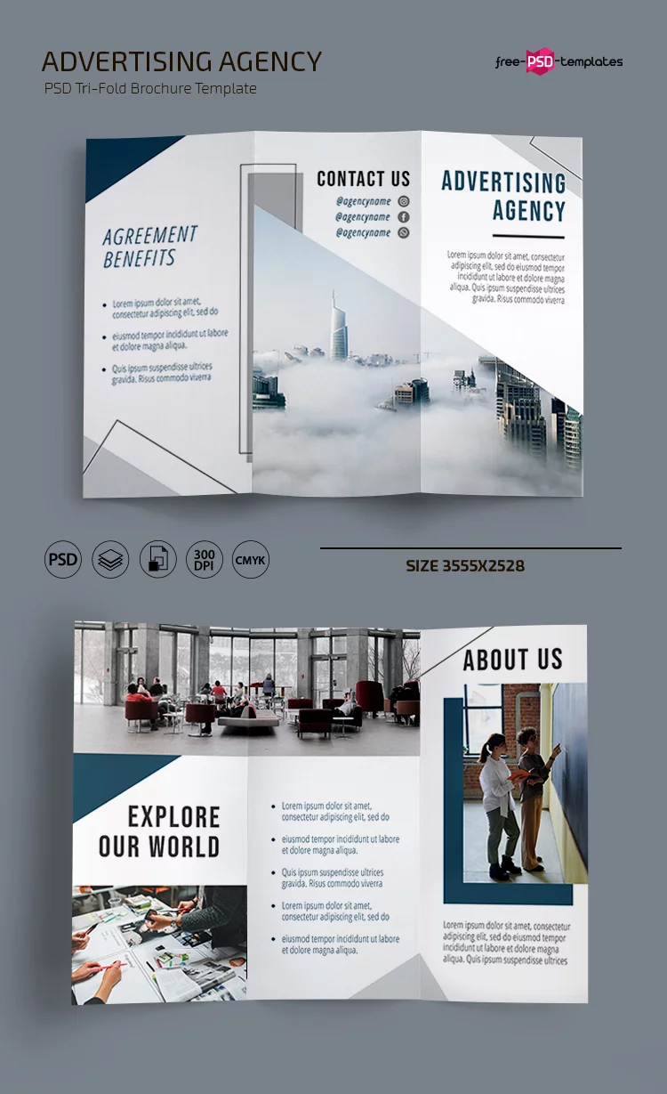 Free Advertising Agency Trifold Brochure in PSD