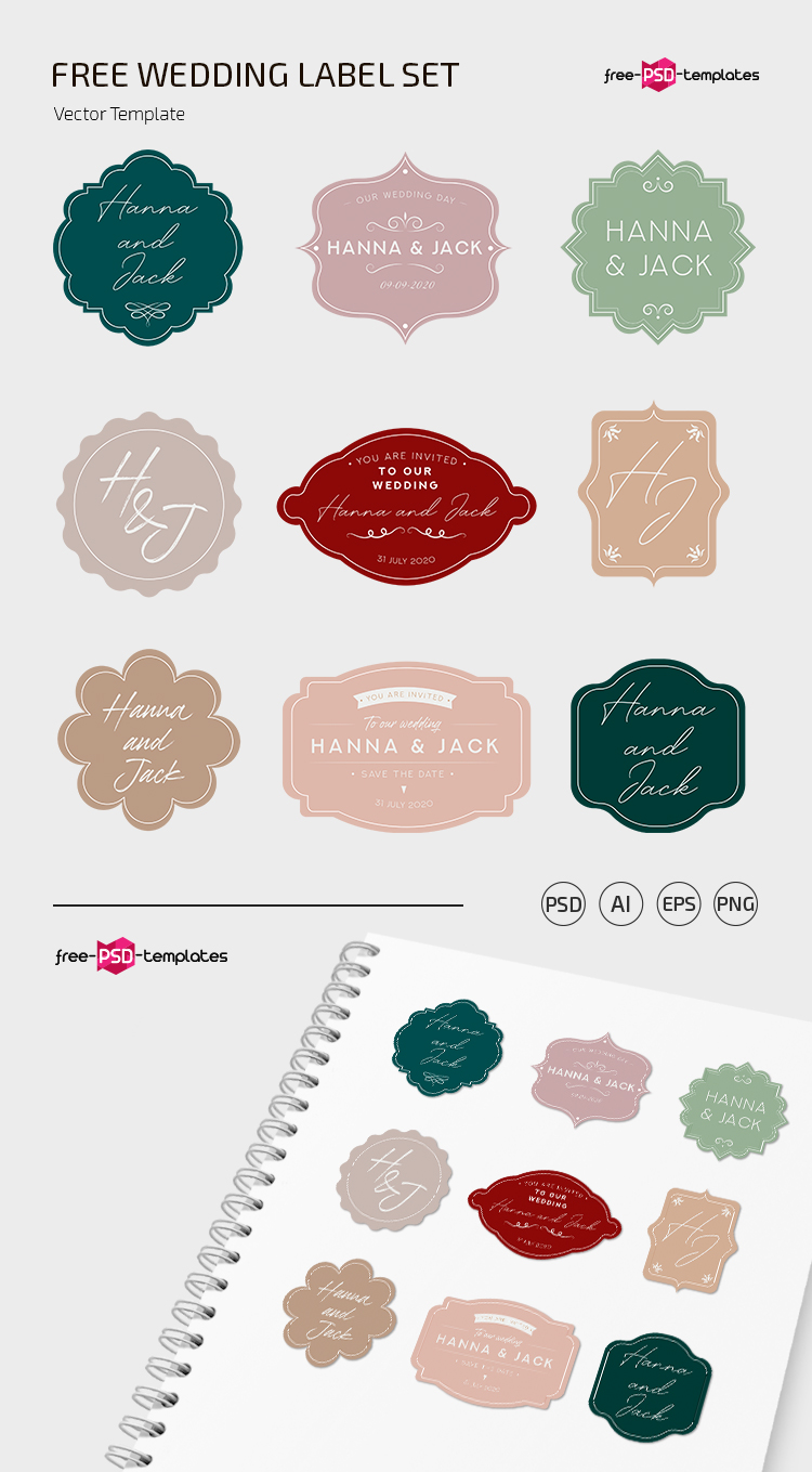 Free Wedding Label Templates in PSD, AI, EPS Free PSD Templates