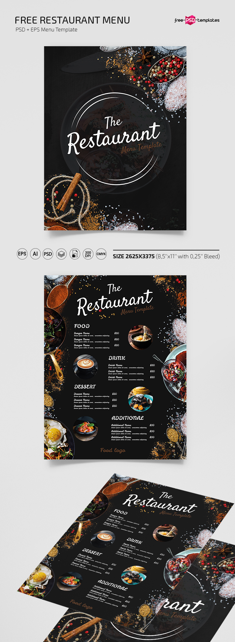 Download Free Restaurant Menu Templates in PSD + Vector (.ai+.eps) | Free PSD Templates