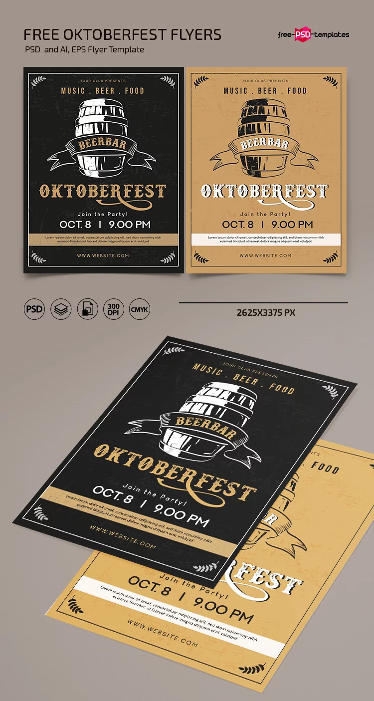 Free OktoberFest Flyer Template in PSD + AI, EPS