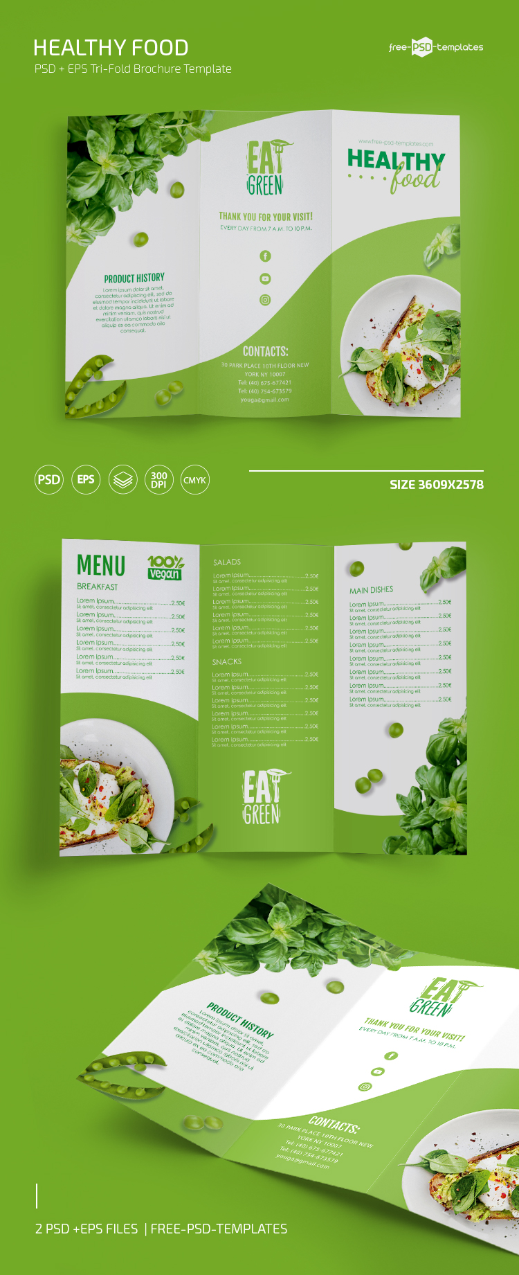 Healthy Food Tri-fold Brochure Template in PSD + EPS Free PSD Throughout Nutrition Brochure Template