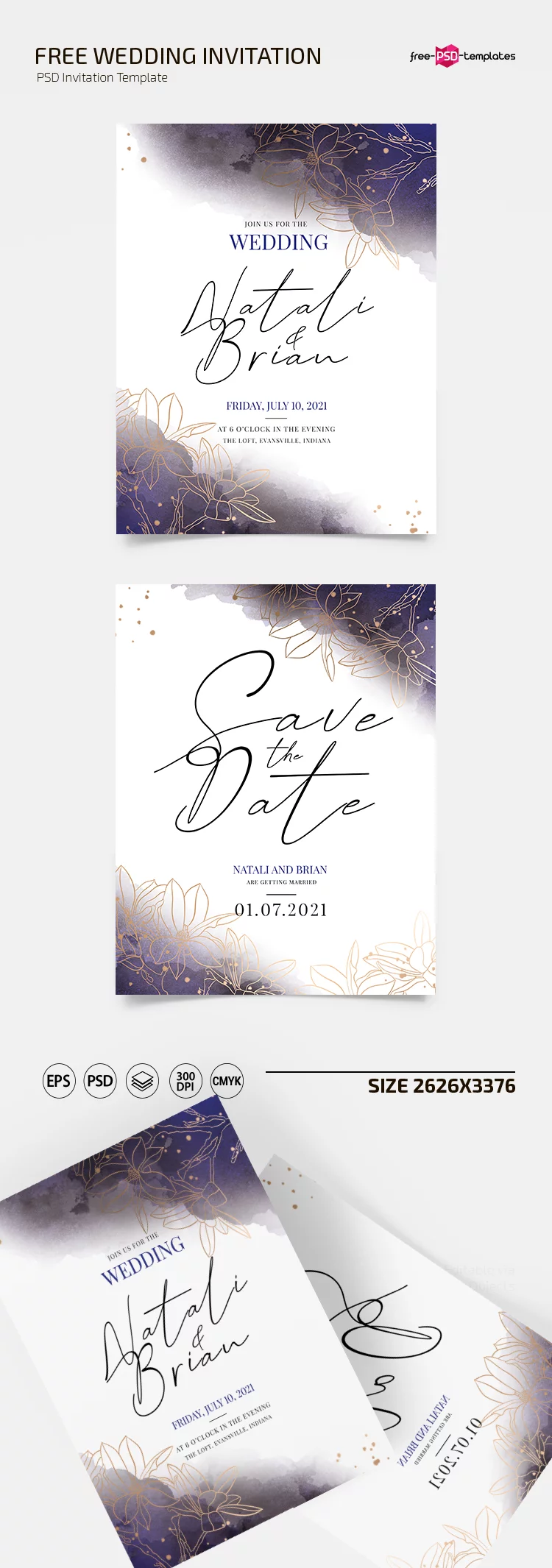 Free Wedding Invitation Templates in PSD + Vector (.ai+.eps)